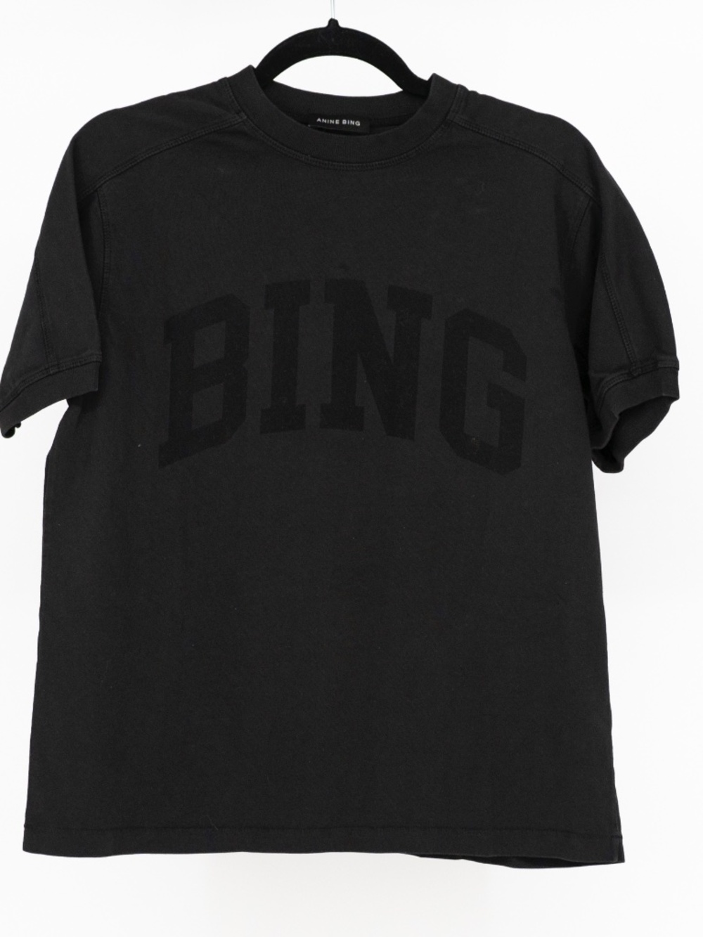 ANINE BING Jaylin Collegiate Graphic Print Cotton Crew Neck Short Sleeve Shirt